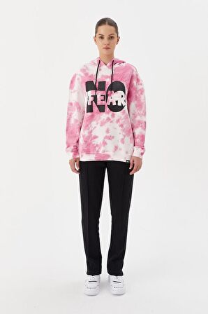 No Fear Kadın Sweatshirt Oversize Kapüşonlu Pembe Batik 72480