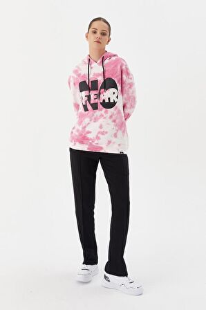 No Fear Kadın Sweatshirt Oversize Kapüşonlu Pembe Batik 72480