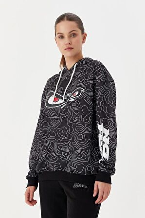 No Fear Kadın Sweatshirt Oversize Kapüşonlu Siyah 72523