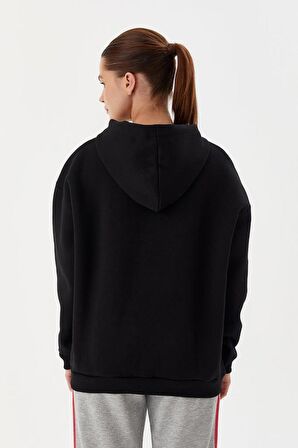 No Fear Kadın Sweatshirt Oversize Kapüşonlu Siyah 72476