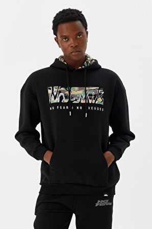 No Fear Erkek Sweatshirt Kapüşonlu Siyah M500225