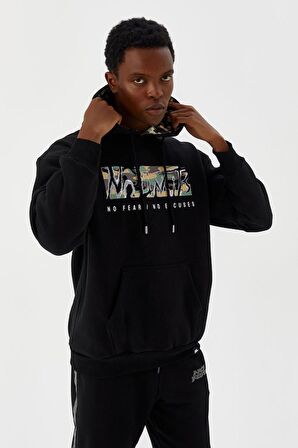 No Fear Erkek Sweatshirt Kapüşonlu Siyah M500225