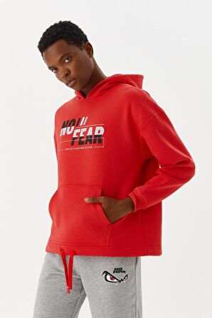 No Fear Erkek Sweatshirt Kapüşonlu Kırmızı M500243