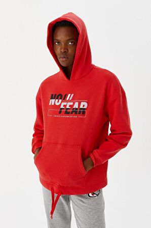 No Fear Erkek Sweatshirt Kapüşonlu Kırmızı M500243