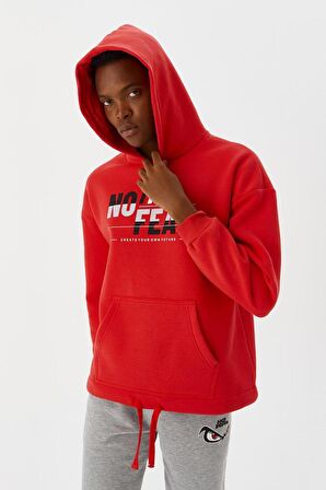 No Fear Erkek Sweatshirt Kapüşonlu Kırmızı M500243