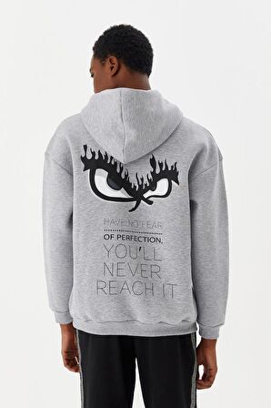 No Fear Erkek Sweatshirt Kapüşonlu Gri Melanj M500271