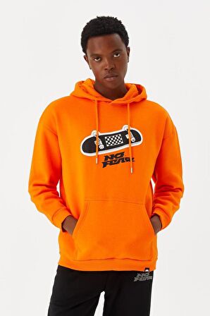 No Fear Erkek Sweatshirt Kapüşonlu Turuncu M500246