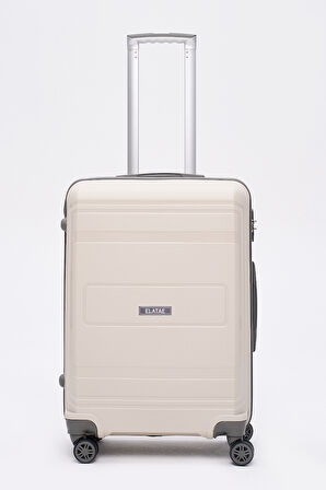 Elatae Premium Polipropilen Kırılmaz 2'li Valiz Seti Orta Boy - Kabin Boy Bej - Antrasit V305