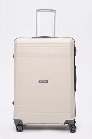 Elatae Premium Polipropilen Kırılmaz 2'li Valiz Seti Büyük Boy - Kabin Boy Bej - Antrasit V305