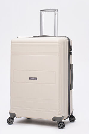 Elatae Premium Polipropilen Kırılmaz 2'li Valiz Seti Büyük Boy - Kabin Boy Bej - Antrasit V305