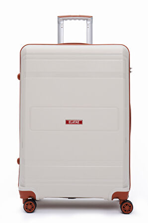 Elatae Premium Polipropilen Kırılmaz 2'li Valiz Seti Büyük Boy - Kabin Boy Bej - Camel V305