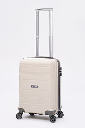 Elatae Premium Polipropilen Kırılmaz 2'li Valiz Seti Kabin Boy ve Makyaj 2'li Set Bej - Antrasit V305