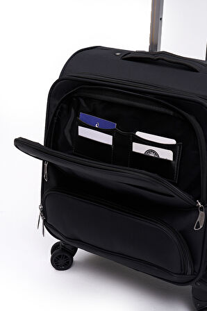 Elatae Macbook Air - Macbook Pro 15.6&16 İnç Uyumlu Laptop Bölmeli Kabin Boy Pilot Valiz Siyah PLTVLZ910