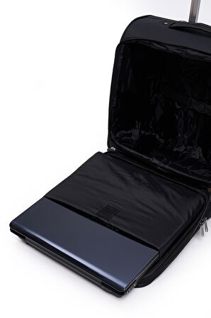 Elatae Macbook Air - Macbook Pro 15.6&16 İnç Uyumlu Laptop Bölmeli Kabin Boy Pilot Valiz Siyah PLTVLZ910