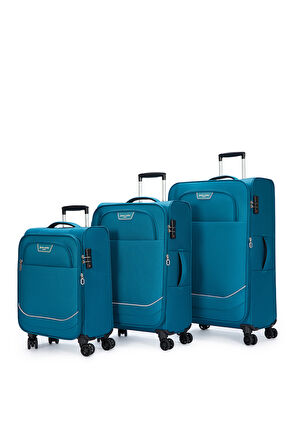 Pierre Cardin Ultra Light 3'lü Valiz Seti Büyük - Orta ve Kabin Boy Petrol PC7050