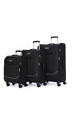 Pierre Cardin Ultra Light 3'lü Valiz Seti Büyük - Orta ve Kabin Boy Siyah PC7050