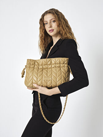 Pierre Cardin Kadın Kapitone Omuz Çantası Bej 05PC25Y10105