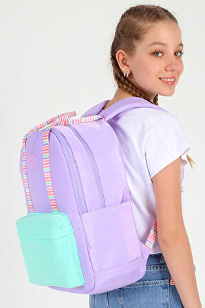 Elatae Su Geçirmez Kumaş Kız Çocuk Çok Gözlü Ortopedik Sırt Okul Çantası K1764