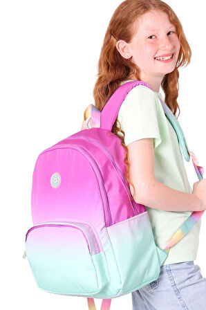 Elatae Su Geçirmez Kumaş Kız Çocuk Çok Gözlü Ortopedik Sırt Okul Çantası K1798