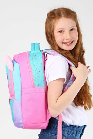 Elatae Su Geçirmez Kumaş Kız Çocuk Çok Gözlü Ortopedik Sırt Okul Çantası L5145