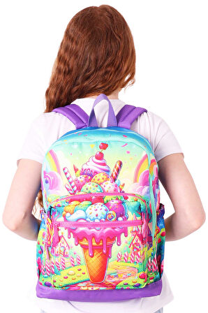 Elatae Su Geçirmez Kumaş Kız Çocuk Çok Gözlü Ortopedik Sırt Okul Çantası L5251