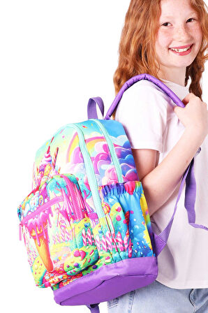 Elatae Su Geçirmez Kumaş Kız Çocuk Çok Gözlü Ortopedik Sırt Okul Çantası L5251