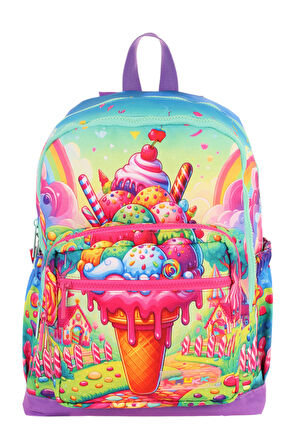 Elatae Su Geçirmez Kumaş Kız Çocuk Çok Gözlü Ortopedik Sırt Okul Çantası L5251