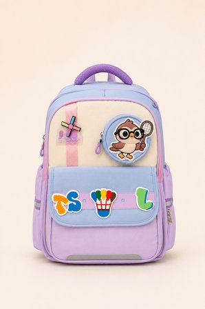 CCS Kids Kız Çocuk İlkokul Okul Çantası 3'lü Set Beslenme Çantası Kalemlik Ortopedik Çok Gözlü Lila