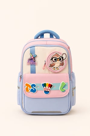 CCS Kids Kız Çocuk İlkokul 3'lü Okul Çantası Seti Beslenme Çantası Kalemlik Pembe Mavi Ortopedik