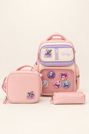 Ççs Kids Kız Çocuk İlkokul Okul Çantası Beslenme Çantası Kalemlik 3'lü Set Ortopedik Pembe 51974