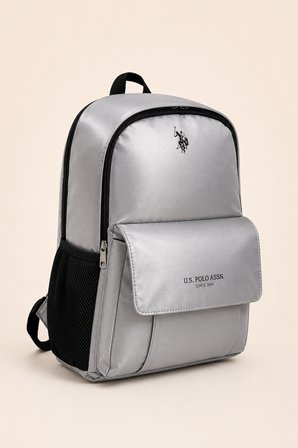 U.S. Polo Assn. Saten Kumaş İlkokul Ortaokul Okul Sırt Çantası Ortopedik Hafif Çok Gözlü Gri PLCAN26099