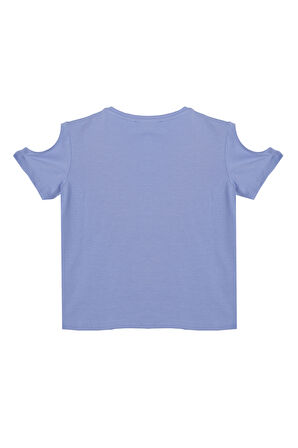 Kız Çocuk Kol Yırtmaçlı T-Shirt - Mavi  | 6-7