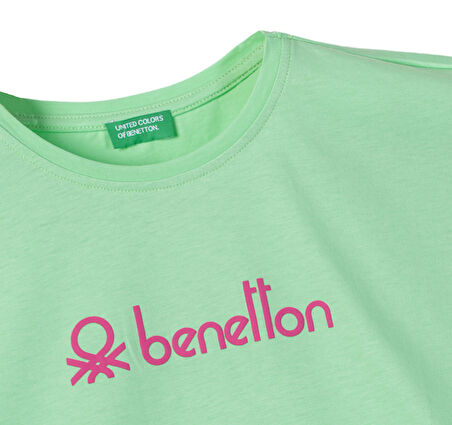 Kız Çocuk Kısa Kollu T-Shirt - Mint Yeşili  | 8-9 Yaş