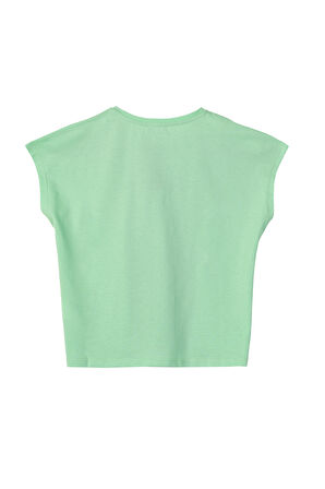 Kız Çocuk Kısa Kollu T-Shirt - Mint Yeşili  | 8-9 Yaş