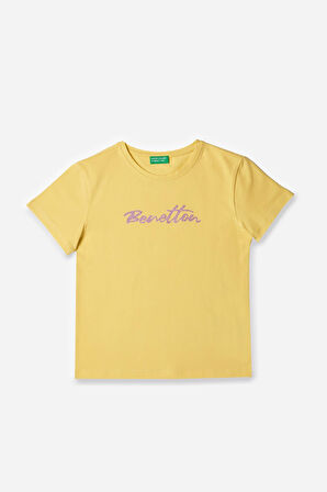 Kız Çocuk Bnt Yazı Logolu T-Shirt - Sarı | 10-11
