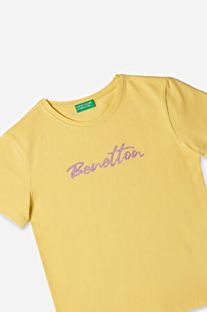 Kız Çocuk Bnt Yazı Logolu T-Shirt - Sarı | 7-8