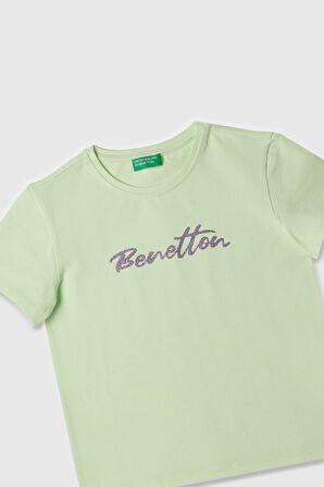 Kız Çocuk Bnt Yazı Logolu T-Shirt - Mint Yeşili | 10-11