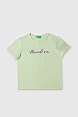 Kız Çocuk Bnt Yazı Logolu T-Shirt - Mint Yeşili | 11-12