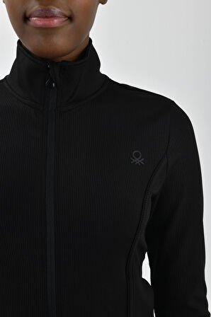 Kadın Sol Göğsü Logo Detaylı Fermuarlı Sweatshirt