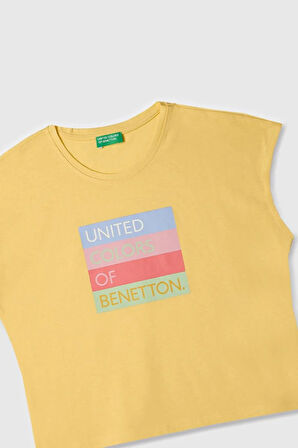 United Colors of Benetton Kız Çocuk T shirt Sarı BNT-G21766
