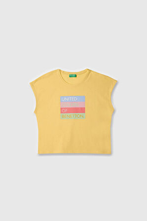 United Colors of Benetton Kız Çocuk T shirt Sarı BNT-G21766