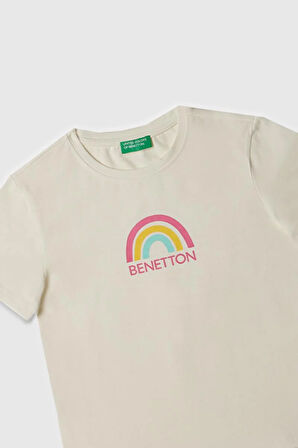 United Colors of Benetton Kız Çocuk T shirt Beyaz BNT-G21814