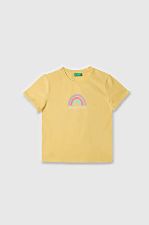 United Colors of Benetton Kız Çocuk T shirt Sarı BNT-G21814
