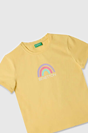 United Colors of Benetton Kız Çocuk T shirt Sarı BNT-G21814