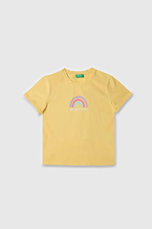 United Colors of Benetton Kız Çocuk T shirt Sarı BNT-G21814