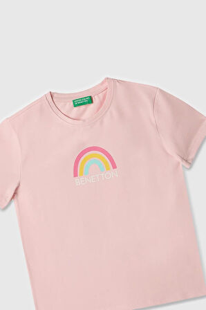 United Colors of Benetton Kız Çocuk T shirt A.Pembe BNT-G21814