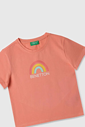 United Colors of Benetton Kız Çocuk T shirt K.Pudra BNT-G21814