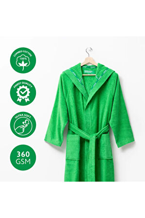 Bornoz Şapkalı Yeşil %100 pamuk