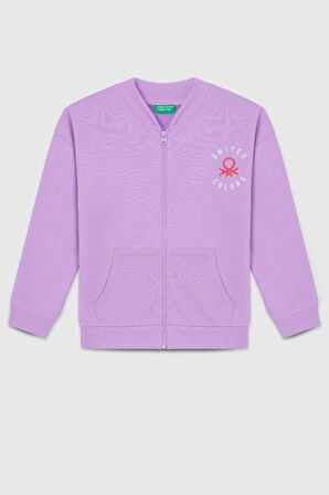United Colors of Benetton Kız Çocuk BNT-G23334 Sweatshirt Lila