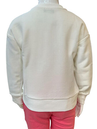 Benetton Kız Çocuk Ekru Sweatshirt